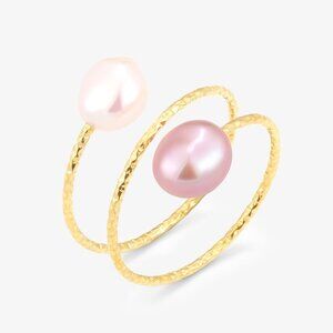 Orbit Wire Design Double Pearl Ring